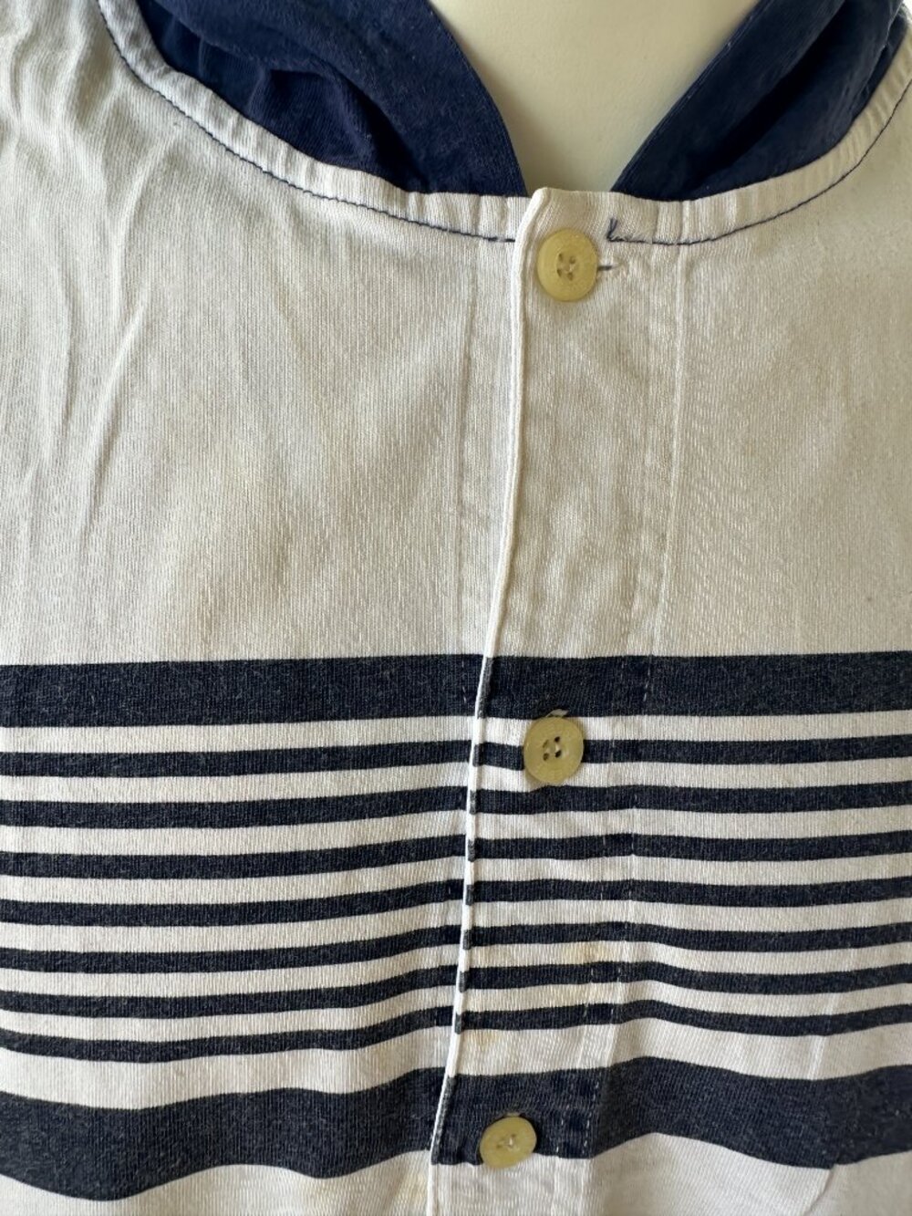 Vintage Guess Authentic Sportswear Men's Blue White Hoodie SS Button Front Shirt - Picture 8 of 9
